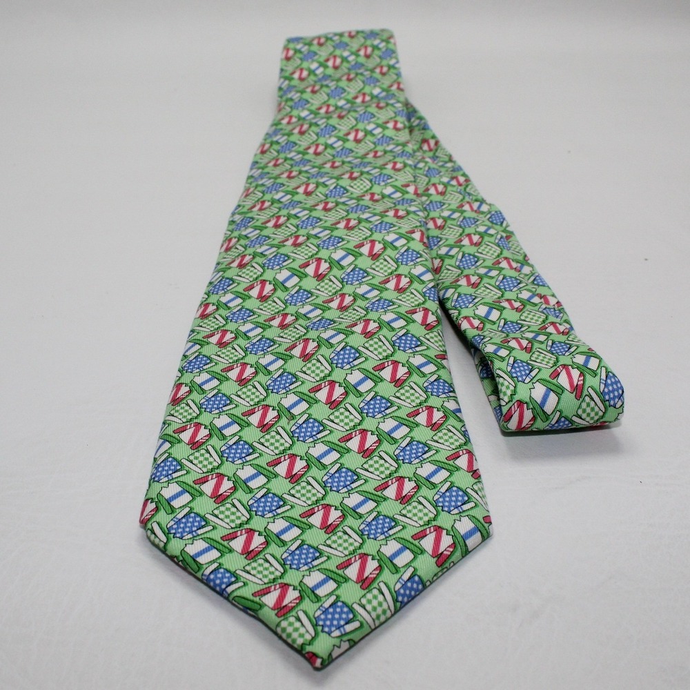 Vineyard Vines Kentucky Derby Silk Tie Green Jockey Silks Equestrian Mens